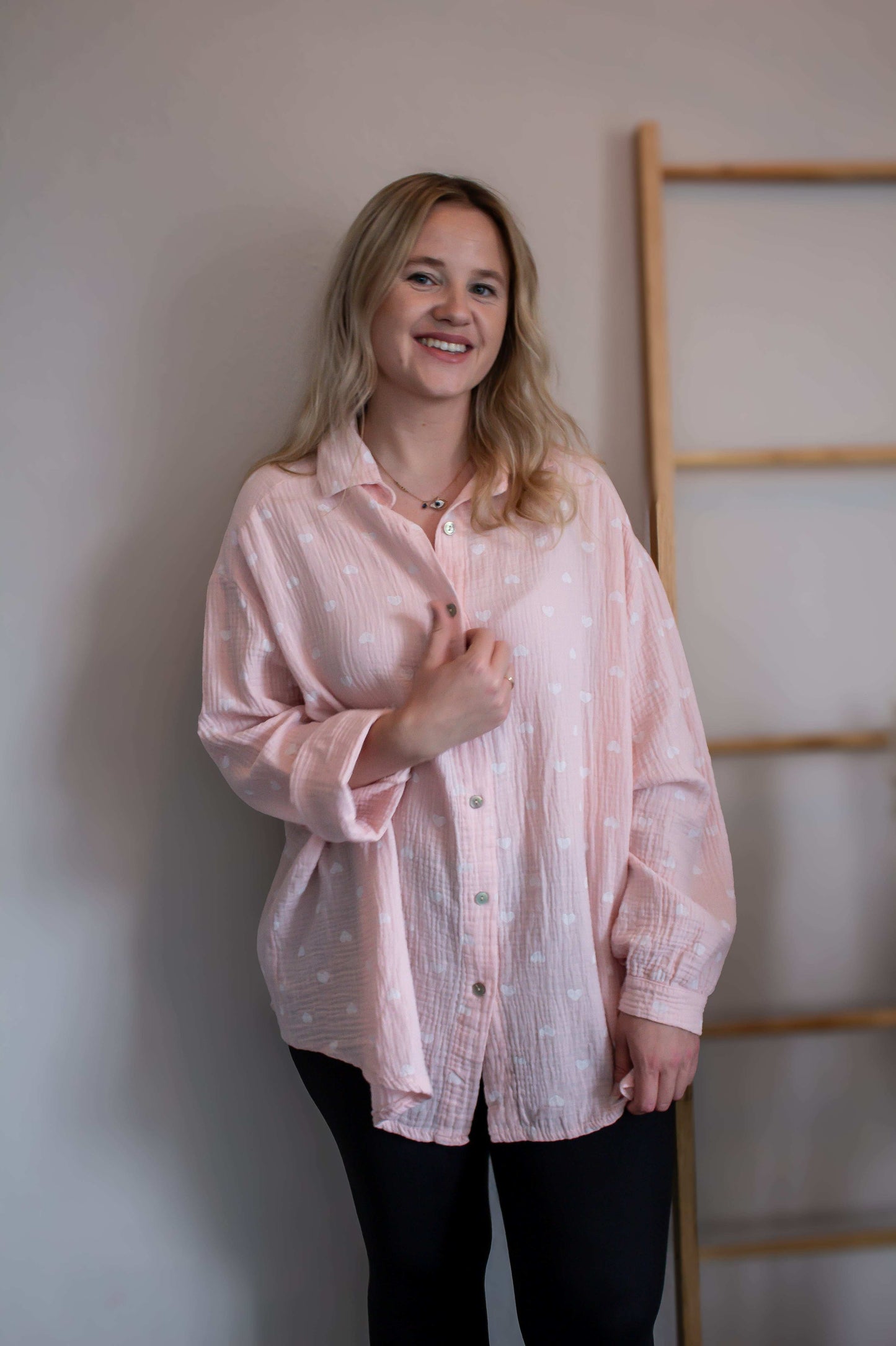 Herzchen-Musselinbluse rosa