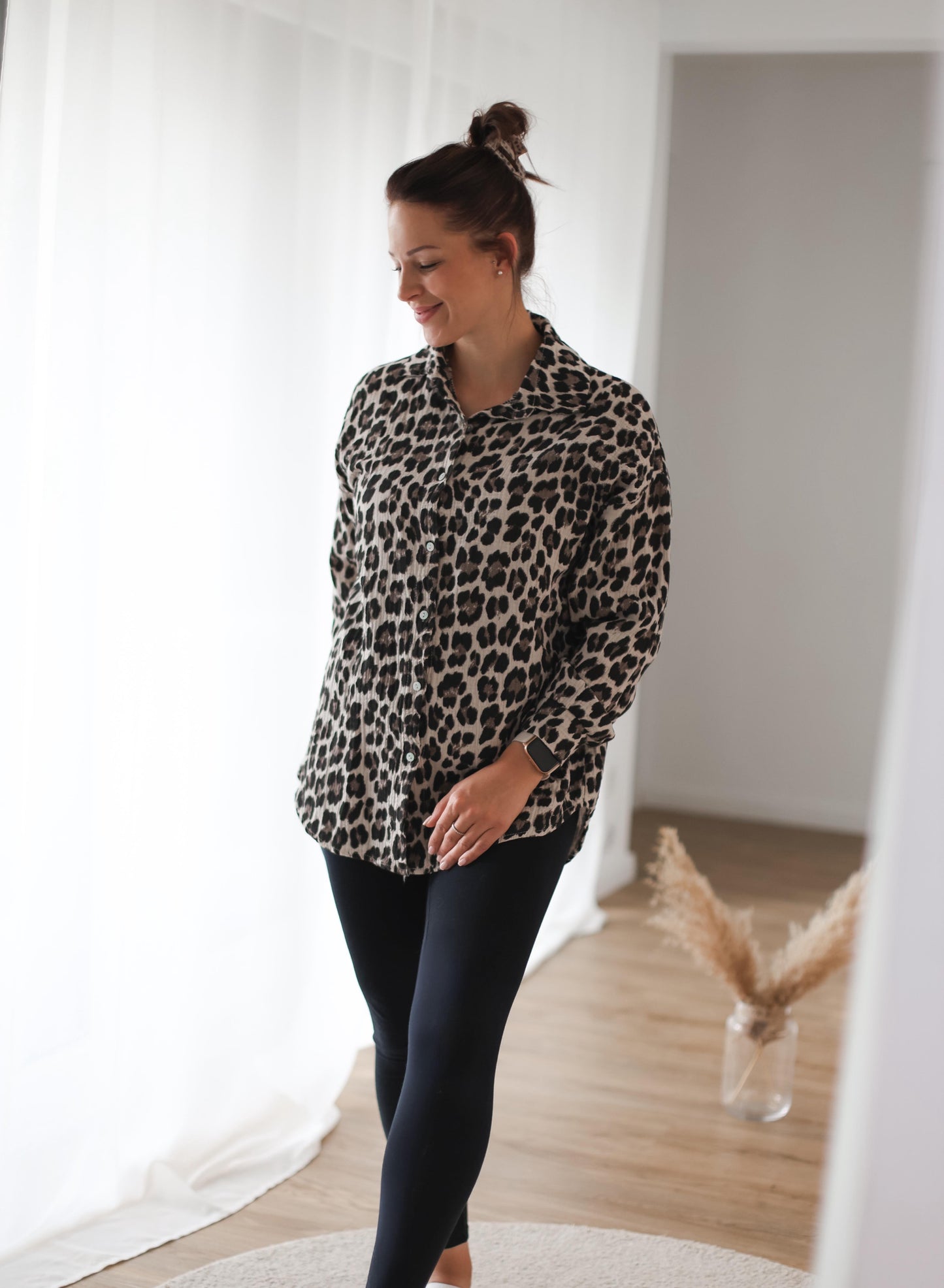 Musselinbluse Leoprint