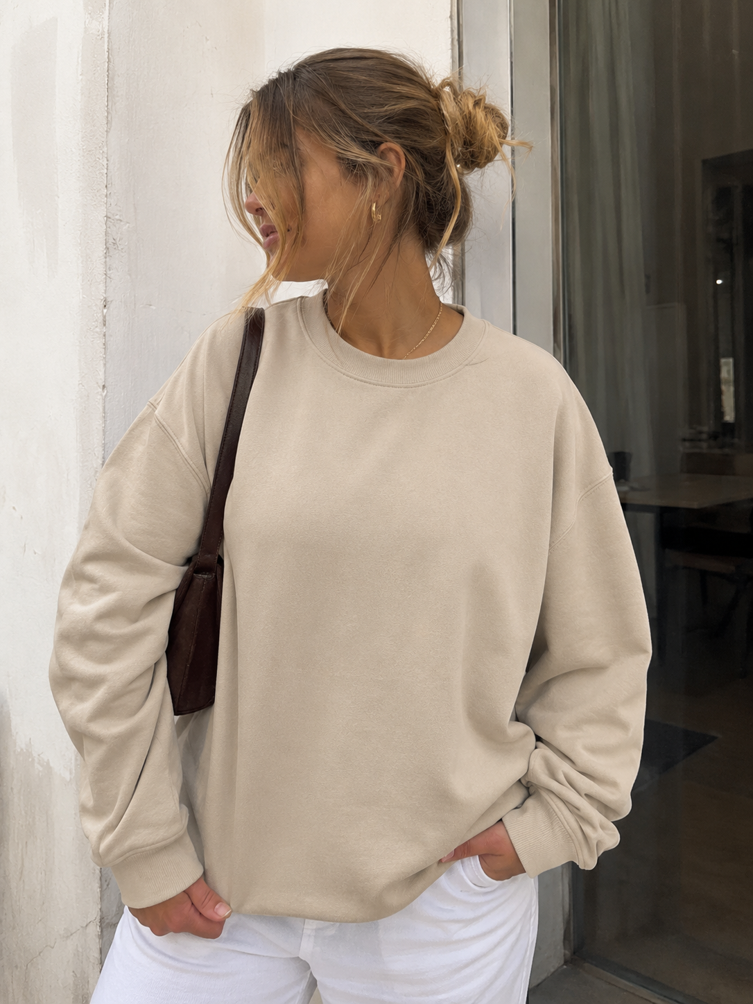 Inhale / Exhale oversized Sweater beige