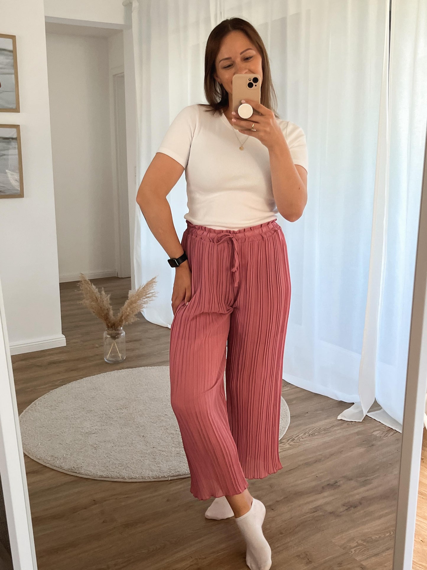 Plisseehose rose