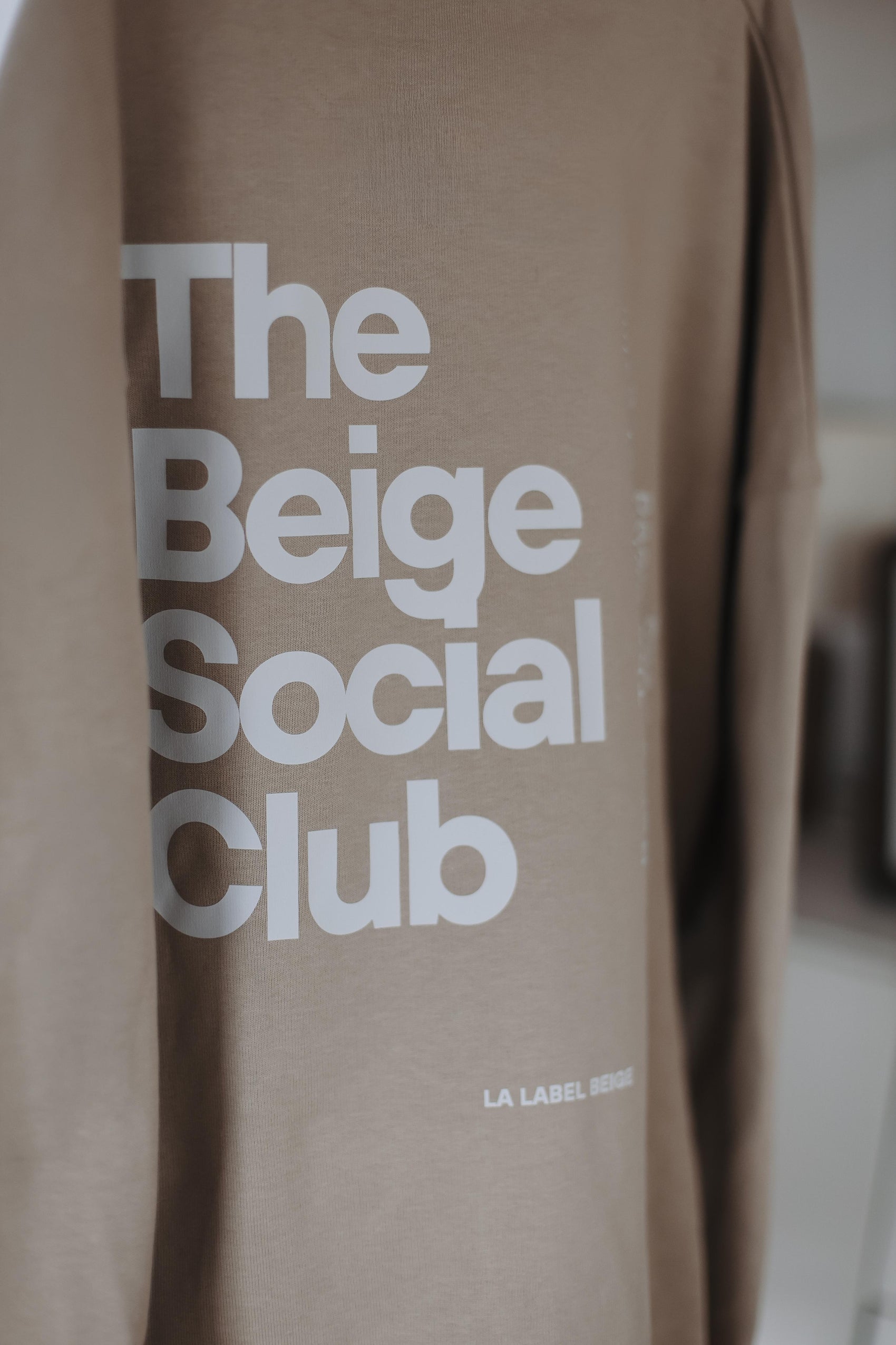 Detailansicht Bio-Baumwolle Oversized Damen Sweater La Label Beige