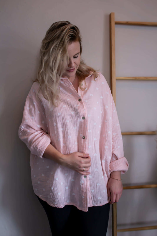 Herzchen-Musselinbluse rosa