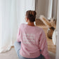 Oversized Damen Sweater in Rosa mit Statement Backprint von La Label Beige