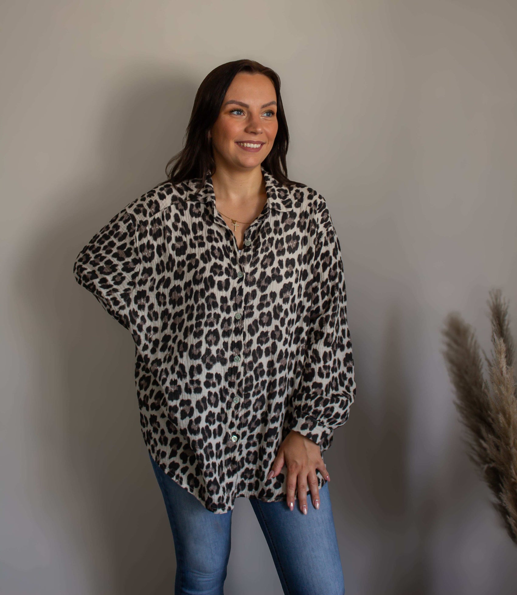 Musselinbluse Leoprint