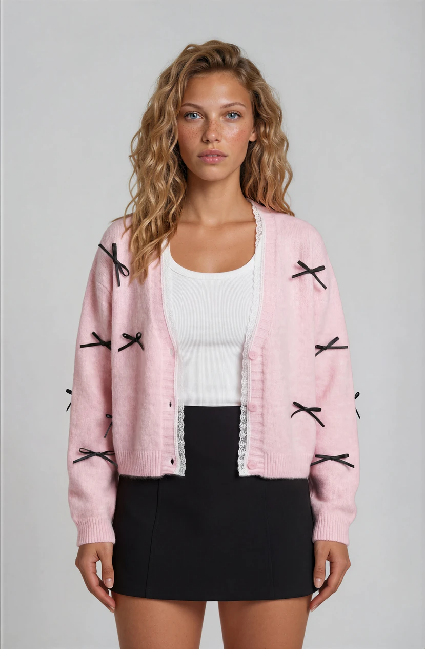 Schleifchen-Strickjacke