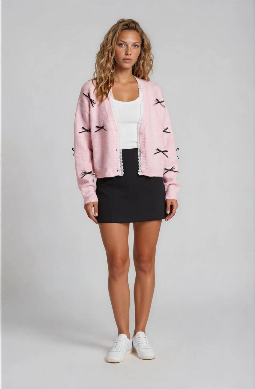 Schleifchen-Strickjacke