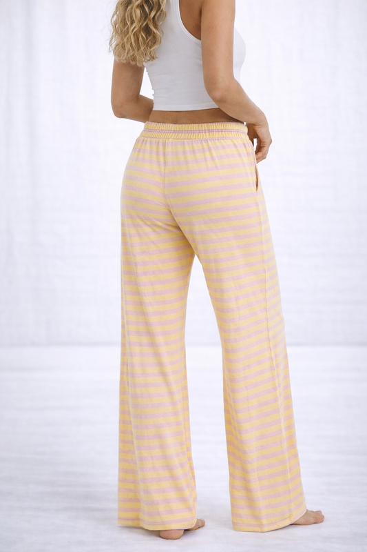 Streifen Sweatpants gelb/rosa