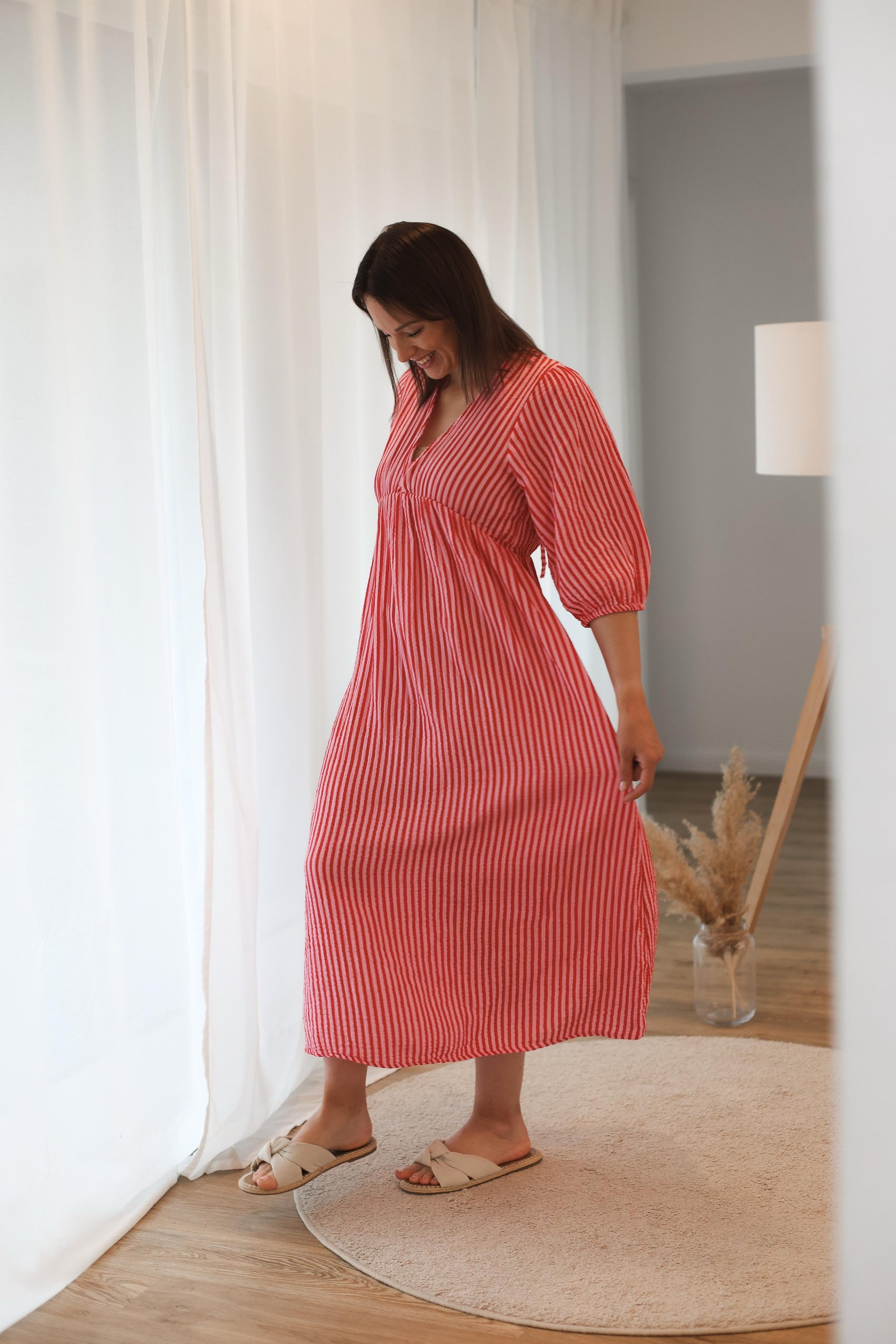 Musselinkleid „Cherry Stripes“