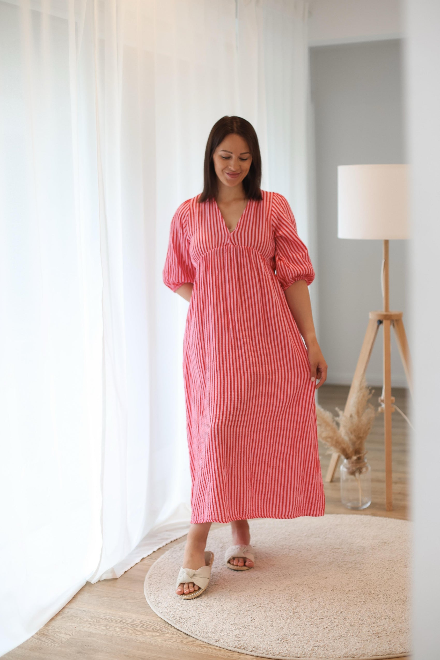 Musselinkleid „Cherry Stripes“