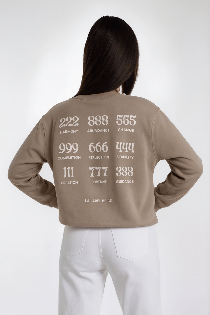 Oversized Damen Sweater in Beige aus Bio-Baumwolle mit Backprint von La Label Beige